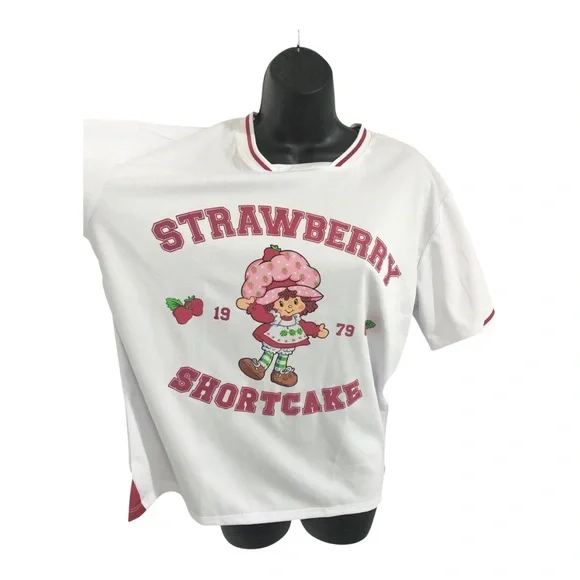 Strawberry shortcake white strawberry shortcake printed jersey size large new - Picture 4 of 10